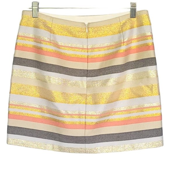 J. Crew Women's Multicolor Strip Metallic Gold Tone Mini Skirt. Size 2 - Picture 4 of 6